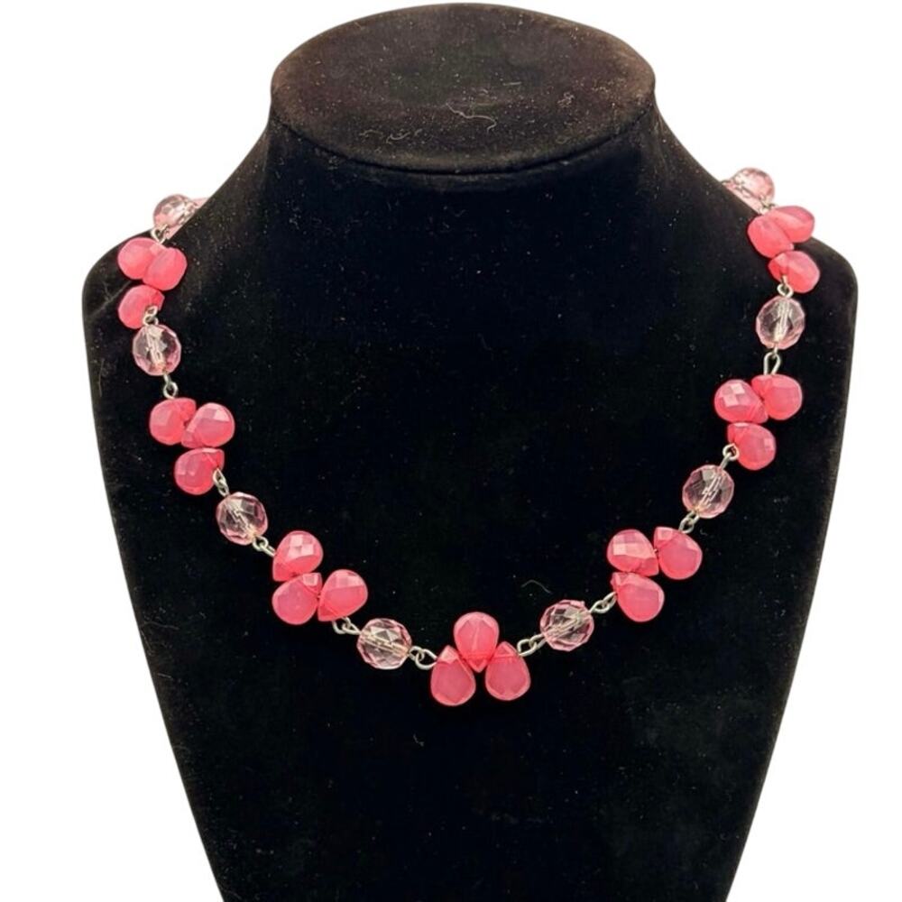 Pink Crystal Drop Necklace